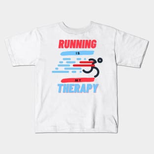 Running is my Therapy Sport Funny Kids T-Shirt